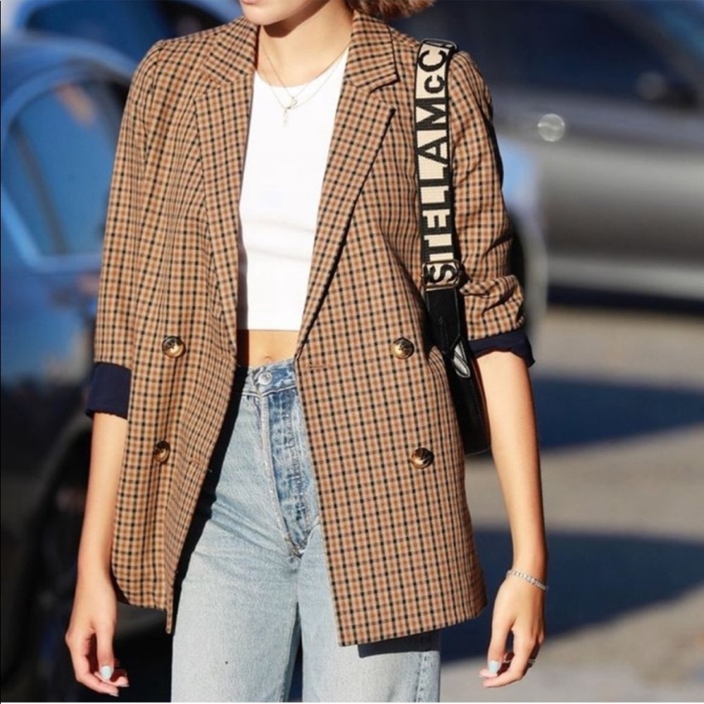 Madewell Brown Plaid Blazer